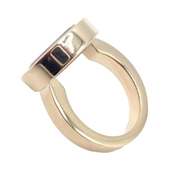 Authentic! Chopard 18k Yellow Gold Diamond Double Circle Happy Spirit Ring - Picture 4 of 12